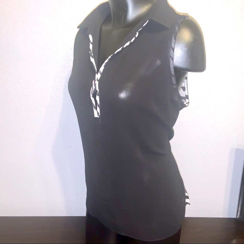 Sistar black/zebra sheer blouse w/ tie NWT